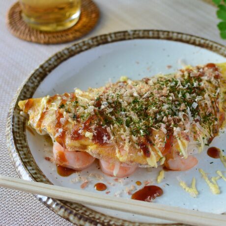 ライスペーパーでかんたん♬海鮮お好み焼き